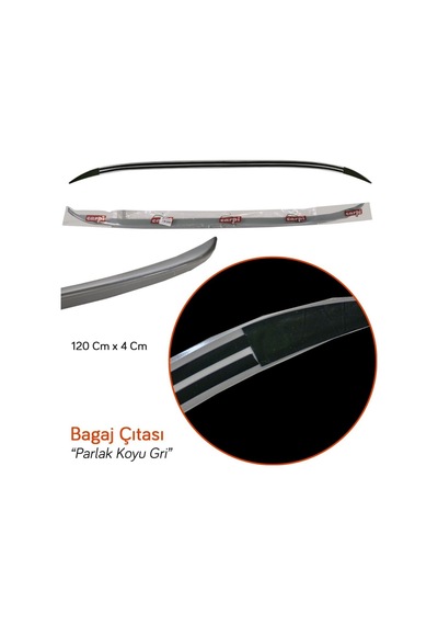 Carpi Bagaj Çıtası Ergonomik Parlak Koyu Gri Bıyık 120 Cm X 4 Cm