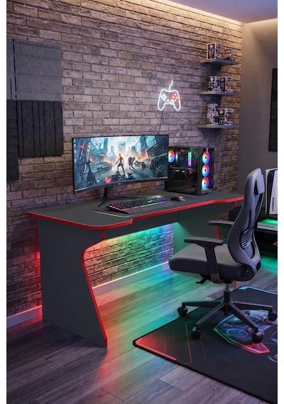 Profesyonel Rgb Ledli Oyuncu Masası 140 75 75 Cm Bilgisayar Masası Gamer Çalışma Masası Antrasit Profesyonel Rgb Ledli Oyuncu Masası 140 75 75 Cm Bilgisayar Masası Gamer Çalışma Masası Antrasit