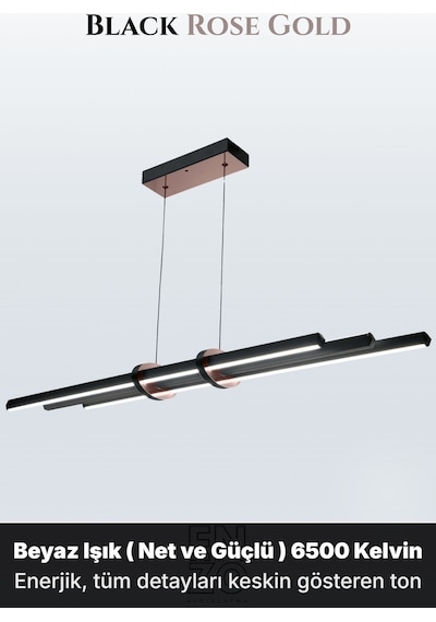 Cosmo Rose Gold Lineer Led Sarkıt Avize Kumandalı Dim Edilebilir Yukarı & Aşağı Işık Beyaz Işık