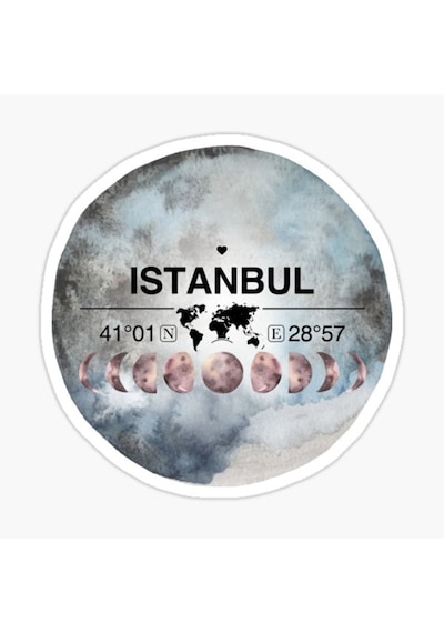 Istanbul Ve Ay Gps Harita Sticker Oto Araba Yapıştırma 15Cm