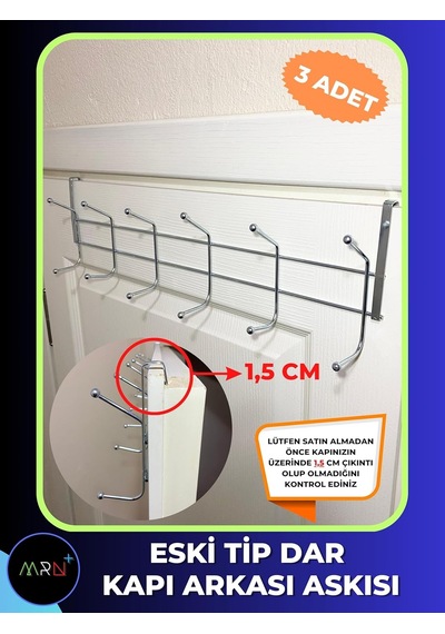 3 Adet Eski Tip Dar Kulaklı Kapı Arkası Askısı, Krom Kapı Arkası Askısı, 12 Topçuklu Askı, Paslanmaz Kapı Ü Diğer