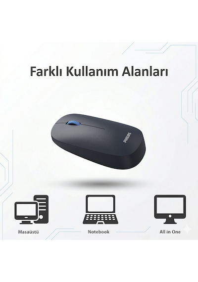 Philips SPK7438 Kablosuz 1600DPI 4 Tuşlu Optik Sessiz Mouse