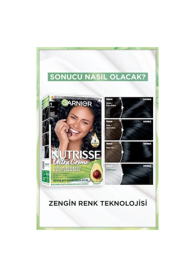 Garnier Nutrisse Yoğun Besleyici Kalıcı Krem Saç Boyası 1 Siyah 3600542539630-9716 1 Siyah