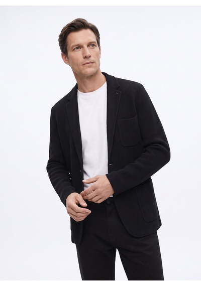 Fabrika Lacivert Erkek Slim Fit Armürlü Ceket Ceka - F- T- 2- A