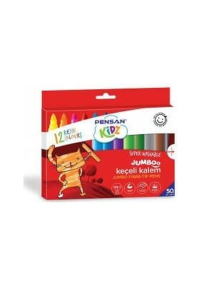 Pensan Yıkanabilir Jumbo Keçeli Gazlı 12 Renk Kalem Seti