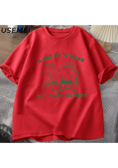 Flood Of Style Bir Karışıklık Ama En İyi Kapibara T-shirt Erkekler Vintage Tshirt Garip Rahat Pa Kırmızı Flood Of Style Bir Karışıklık Ama En İyi Kapibara T-shirt Erkekler Vintage Tshirt Garip Rahat Pa Kırmızı