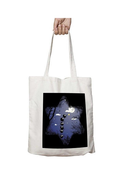 Art Hediye My Star Soot Ball Sprite Spirited Away Sihouette İki Tarafı Kalıcı Baskılı Yıkanabilir Çanta Çok Renkli
