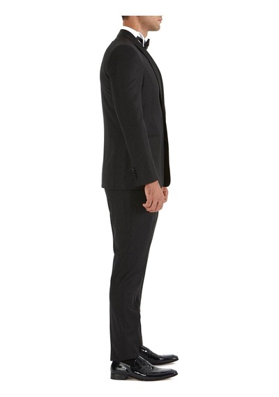 Efor Black 037 Slim Fit Çıkarılabilir Saten Yaka Siyah Damatlık Smokin Takım Siyah
