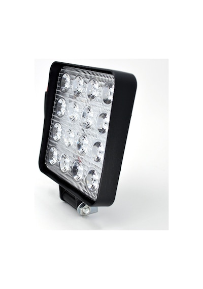 Beyaz Işık Çalışma Lambası 16 Led 12v - 24v 48w Kare Aluminyum Siyah Boyalı