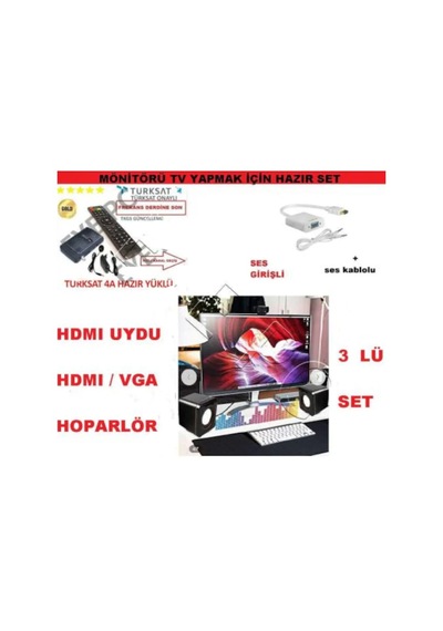 EYEPC Monitörü Tv Yapmak için Çevirici Set Hdmi Uydu Hoparlör Vga