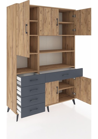 Hyperion Dolap 9 Raflı 5 Çekmeceli 5 Kapaklı 132x44x195 Çam-çam/antrasit Atlas Çam/antrasıt - Atlas Çam Hyperion Dolap 9 Raflı 5 Çekmeceli 5 Kapaklı 132x44x195 Çam-çam/antrasit Atlas Çam/antrasıt - Atlas Çam