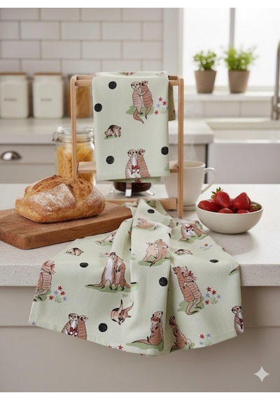 Cath Kidston Desenli Mutfak Kurulama Bezi 1-adet Açık Yeşil
