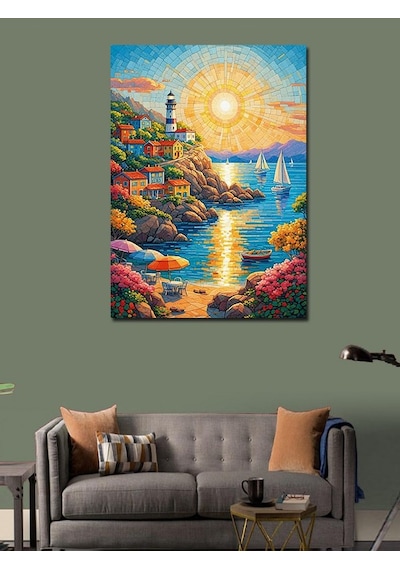 Kanvas Tablo Renkli Sahil Kasabası 50cmx70cm