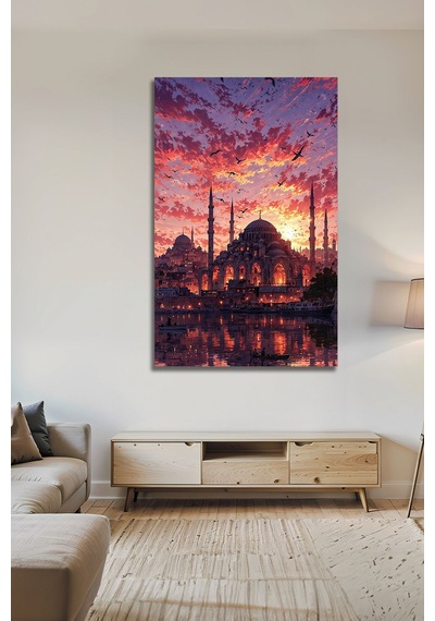 Efsanevi İstanbul Gün Batımı Modern Dekoratif Şık Cam Tablo Şehir Temalı Dekoratif Duvar Tablosu, Salon Ve Ofis Dekoru,