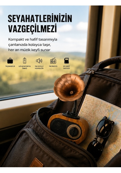 Şarjlı Mini Retro Radyo Bluetooth Hoparlör Çoklu Bağlantı Seçenekli Yeni Nesil - Lisinya