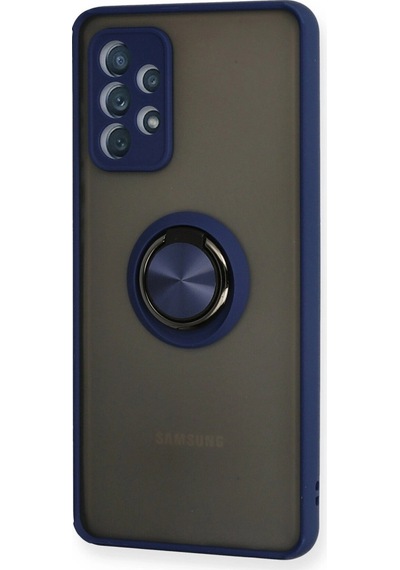 Samsung Galaxy Uyumlu A72 Kılıf Montreal Yüzüklü Silikon Kapak Lacivert