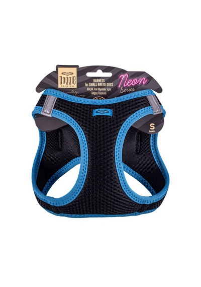 Doggie Havalı Dokuma Neon Serisi Küçük Irk Göğüs Tasması Mavi S-3 Mavi