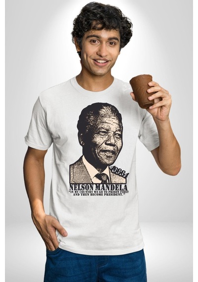 Nelson Mandela Unisex Unisex Beyaz Organik Baskılı T-shirt Penye Yüksek Kalite Beyaz