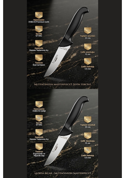 Silver Pro Serisi 9 Lu Mutfak Bıçağı Et Ekmek Sebze Soğan Börek Mutfak Bıçak Seti Siyah Sap Mfp-245x