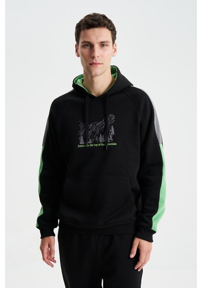 AR-MA Arma Erkek Regular Fit Baskılı Reglan Kollu Kanguru Cepli Kapüşonlu Sweatshirt 001
