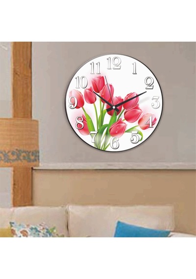 Laleler Duvar Saati (64902704) Çok Renki