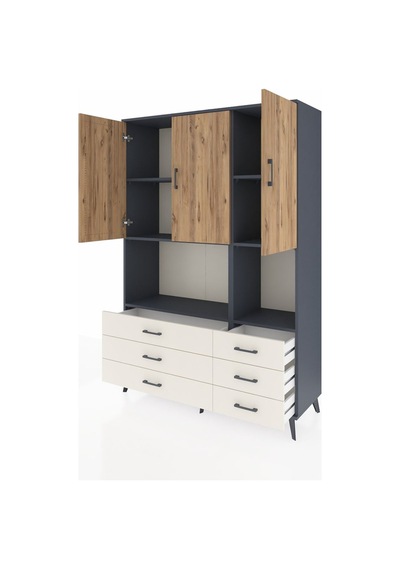 Hyperion Dolap 6 Raflı 6 Çekmeceli 3 Kapaklı 132x44x195 Antra... Antrasit Hyperion Dolap 6 Raflı 6 Çekmeceli 3 Kapaklı 132x44x195 Antra... Antrasit