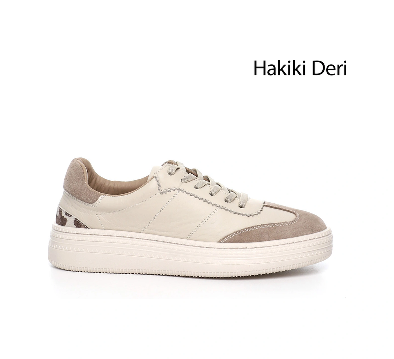 Gönderi(R) Gönderi R Kadın Bej Lastik Bağcıklı Dolgu Taban Hakiki Deri Sneaker Ddza83742855 Bej