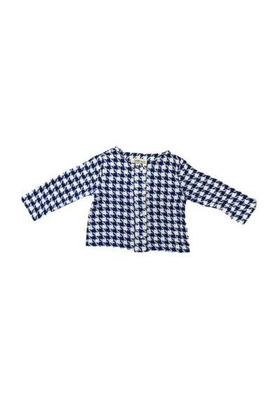 Çikoby Kız Bebek Dokuma Kazayağı Desenli Ceketli Pantolon Takım-13552 Mavi