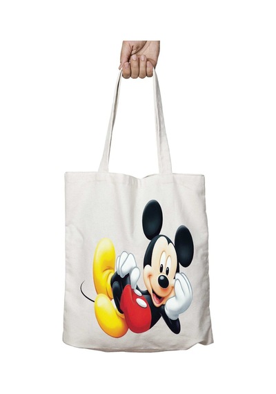 Art Hediye Smiling-mickey-mouse-png İki Tarafı Kalıcı Baskılı Yıkanabilir Okul Plaj Omuz Bez Çantası Çok Renkli