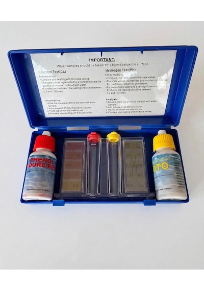 Hisar Havuz Profesyonel Havuz Suyu Test Kiti - Klor Ve Ph Ölçer Seti - Sıvılı Kutulu