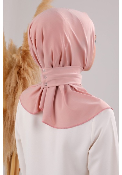 Melodi Scarf Kadın Tesettür Pratik Çıtçıtlı Sandy Deniz Havuz Uyumlu Fular Hazır Bone Pudra Pudra