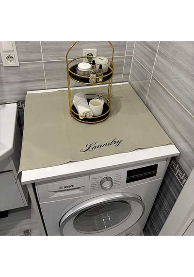 Laundry Duck Keten Su Geçirmez Ve Kirlenmez Çamaşır Makinesi - Buzdolabı - Bulaşık Makinesi Örtüsü Açık Gri