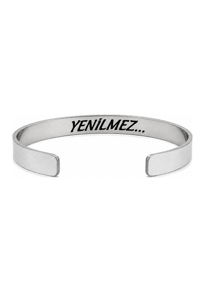 Çelik Bileklik Parlak Ve Paslanmaz Çelik Her Bileğe Uygun Ayarlanabilir Ölçülü Sözlü Bileklik Gümüş5