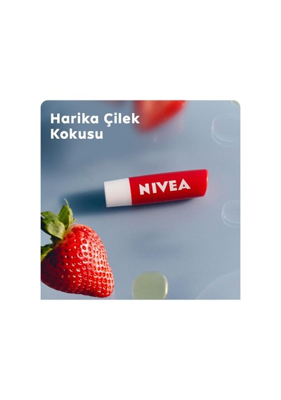 Nıvea Çilek Dudak Bakım Kremi 4.8 Gr, 24 Saat Nemlendirme,çilek Kokusu,ışıltılı Renk,mineral Yağı İçermez