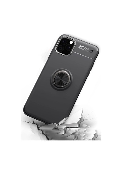 Apple İphone 11 Pro Kılıf Range Yüzüklü Silikon - Siyah-kırmızı
