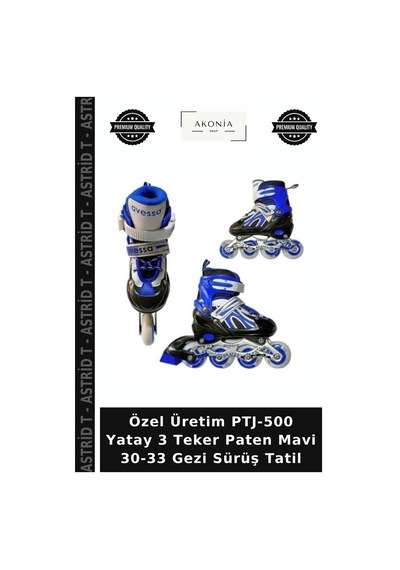 Özel Üretim Ptj-500 Yatay 3 Teker Paten Mavi 30-33 Gezi Sürüş Tatil