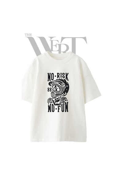 Thewert Motorcu Iskelet Tasarım Baskılı Ünisex Beyaz Oversize T-shirt