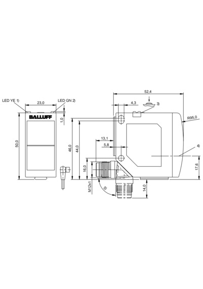 Balluff Bos016e Bos 23k-xt-rs11-s4 Fotoelektrik Sensör .