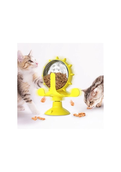 Vantuzlu Zilli İnteraktif Dönebilen Mama Kaplı Renkli Eğlenceli Eğitici Kedi Oyuncağı 5286