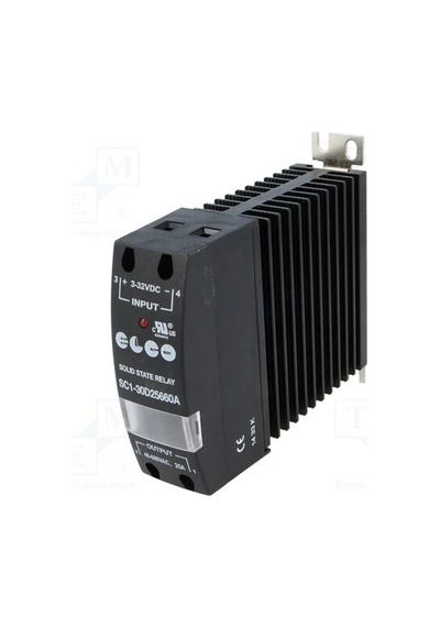 Sc1-30d25660a 3-32vdc 25a 48-600vac Ip20 Soğutuculu Tek Faz Ssr Elco
