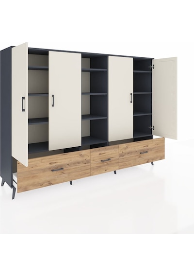 Hyperion Dolap 12 Raflı 3 Çekmeceli 4 Kapaklı 220x44x163 Antrasit Antrasit-aytaşı/çam Hyperion Dolap 12 Raflı 3 Çekmeceli 4 Kapaklı 220x44x163 Antrasit Antrasit-aytaşı/çam