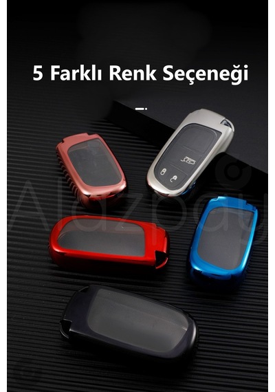 Fiat Egea 500x Jeep Grand Cherokee Wrangler Renegade Compass Chrysler Tpu Anahtar Kılıfı Gümüş