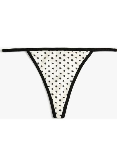 Koton String Külot Yıldız Baskılı Siyah Desenli 4slk30043mk Siyah