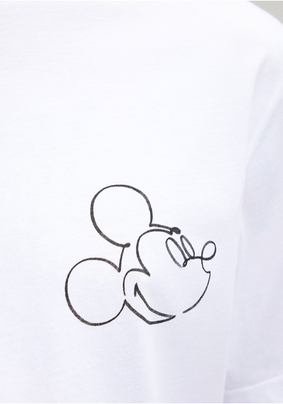 Mavi - Mickey Mouse Baskılı Beyaz Tişört 0611979-620 Beyaz