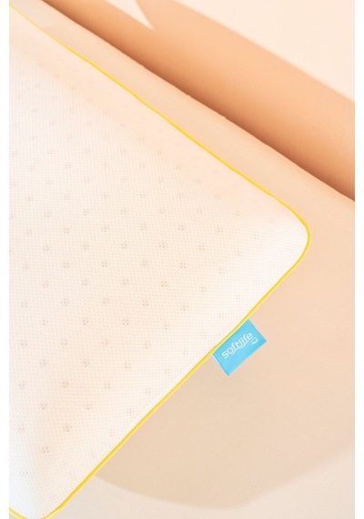 Color Terapi Hava Kanallı Sarı Ortopedik Visco Yastık 60x40x15 Cm Beyaz
