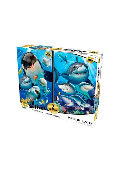 Prime 3d Okyanus Balıkları Ve Köpekbalıkları Selfie İkili Puzzle 200 Parça 10234