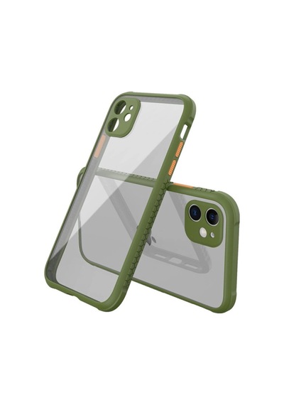 Apple  Uyumlu  iPhone 12 Mini Kılıf Miami Şeffaf Silikon Koyu Yeşil,