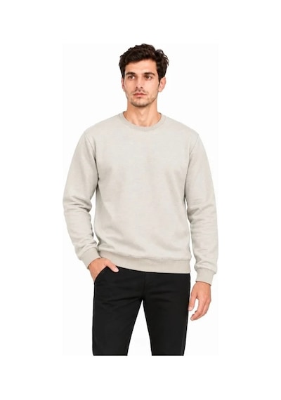 Zenna Tarz Erkek Bisiklet Yaka İçi Şardonlu 2 İplik Düz Uzun Kollu Regular Fit Sweatshirt - Gri