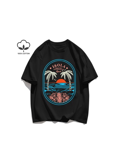 Startmore Y2k Vintage Tişört Tee Okyanus Vibw Başka Bir Paradibe Siyah