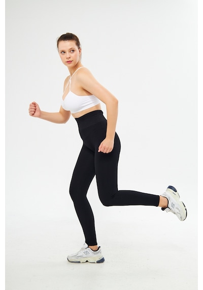 Gymhams Siyah Kalçası Büzgülü Premium Fitilli Ekstra Push Up Yükse